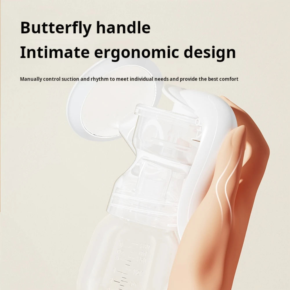 BPA-Free Manual Breast Pump Set with Piston Pump System - Includes 6.09oz Bottle and Nipple, Durable Plastic