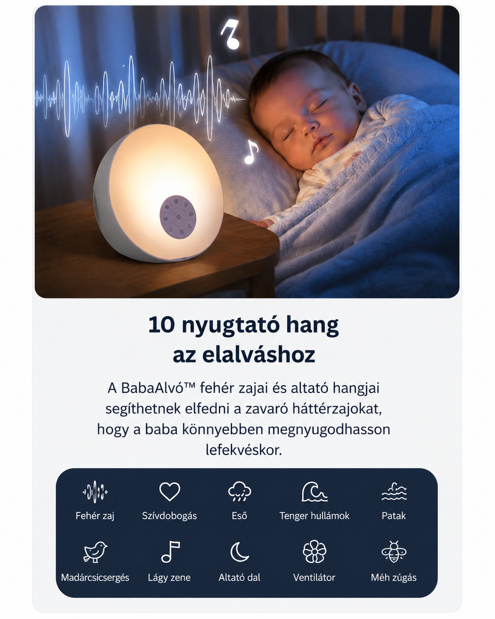 BabaAlvó™ Fehér Zaj & Éjszakai Fény